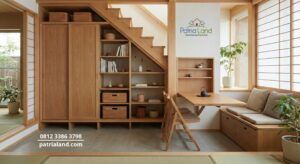 Rumah desain compact Jepang Zen yang fungsional memaksimalkan penyimpanan (storage) di lahan kecil Blitar.