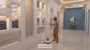 Tim profesional Patrialand sedang melakukan pengerjaan pengecatan ulang dinding rumah dengan rapi dan cepat.