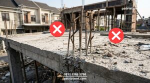 Contoh kesalahan fatal pemasangan stek sambungan besi kolom yang terlalu pendek dan berisiko membuat struktur rumah lantai dua patah atau ambruk saat gempa.