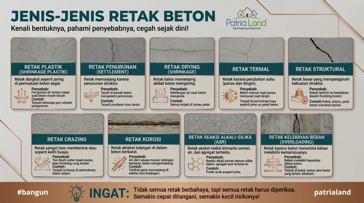 Tembok dan Lantai Retak? Kenali 9 Jenis Retak Beton, Penyebab, dan Tingkat Bahayanya!