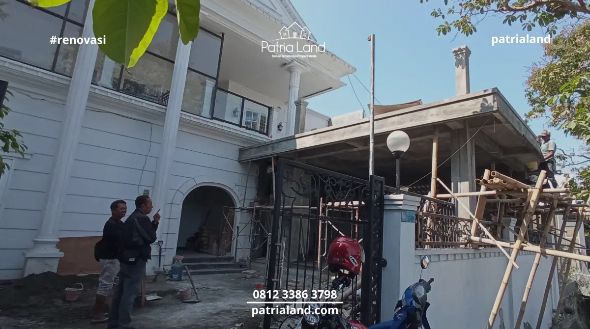 Progres proyek Patrialand renovasi garasi jadi cafe dua lantai dengan konsep rooftop terbuka yang elegan dan modern.