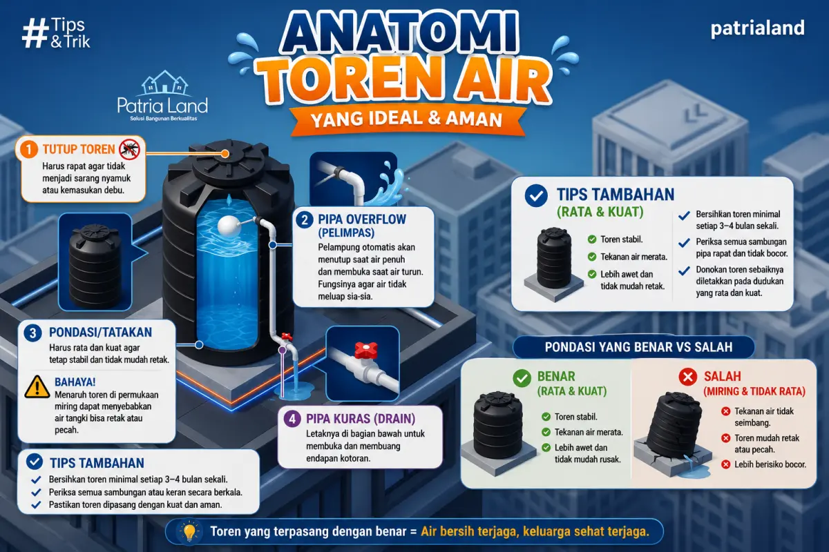 Anatomi dan Cara Pasang Toren Air yang Benar Agar Ideal & Aman