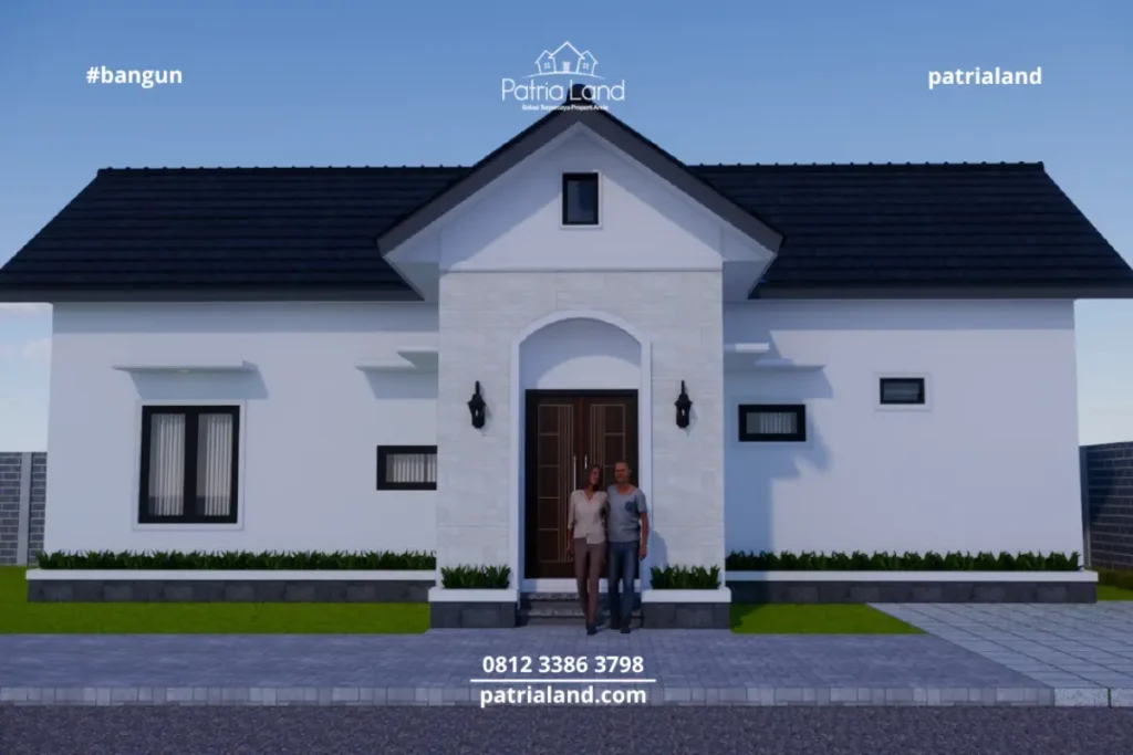 Desain 3D fasad rumah minimalis modern proyek jasa bangun rumah Blitar oleh PatriaLand.