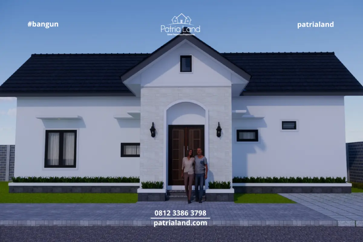 Desain 3D fasad rumah minimalis modern proyek jasa bangun rumah Blitar oleh PatriaLand.