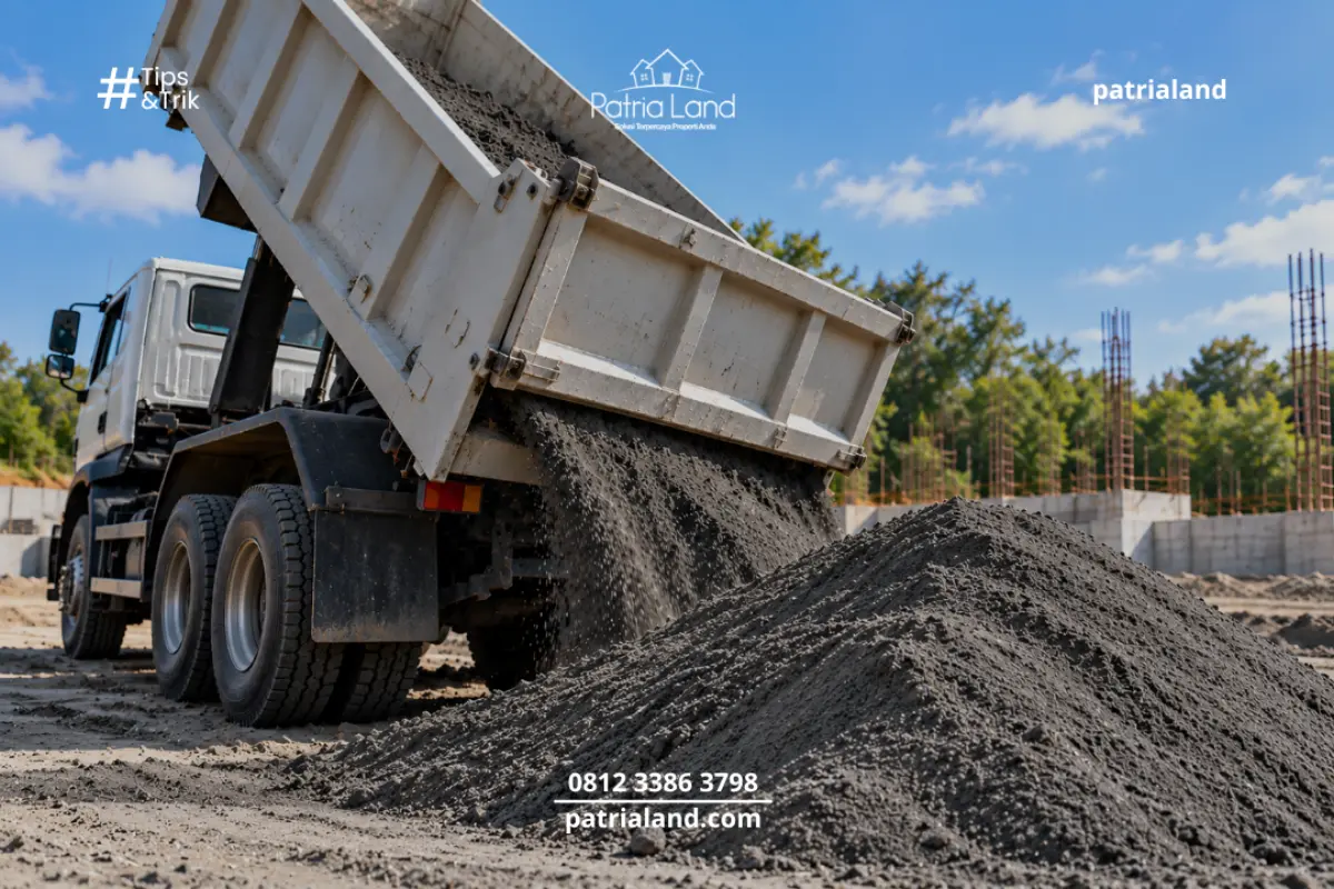 Mengalikan total volume beton dengan porsi pasir murni untuk mendapatkan hasil kubikasi setara dengan satu bak mobil pikap muatan sedang.