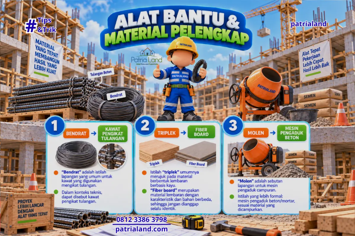 Mesin molen atau mesin pengaduk beton yang sering digunakan dalam proyek jasa kontraktor rumah.